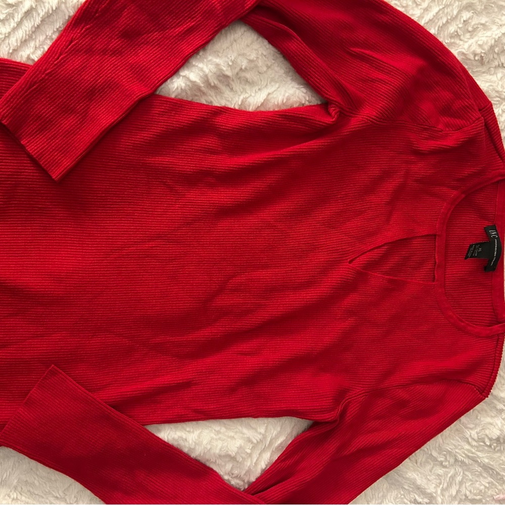 INC International Concepts Scarlet Ribbed Top